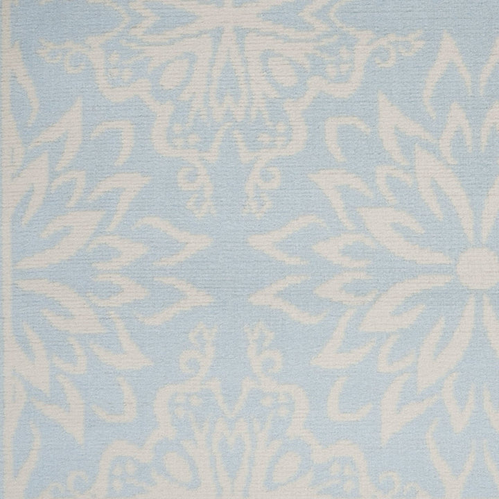 6 X 9 Light Blue Floral Power Loom Area Rug Image 9