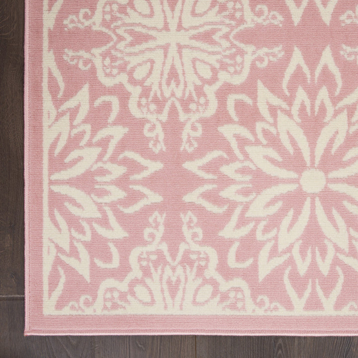 6 X 9 Pink Floral Power Loom Area Rug Image 1