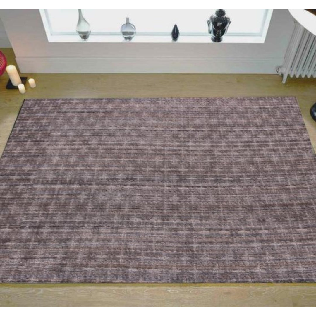 5 X 8 Rust And Tan Plaid Cross Hand Loomed Area Rug Image 3