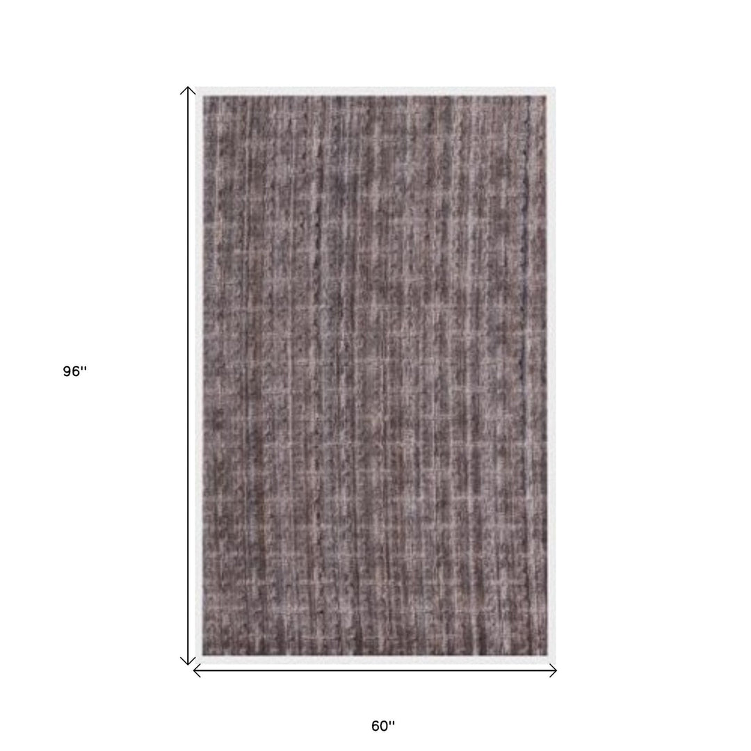 5 X 8 Rust And Tan Plaid Cross Hand Loomed Area Rug Image 5