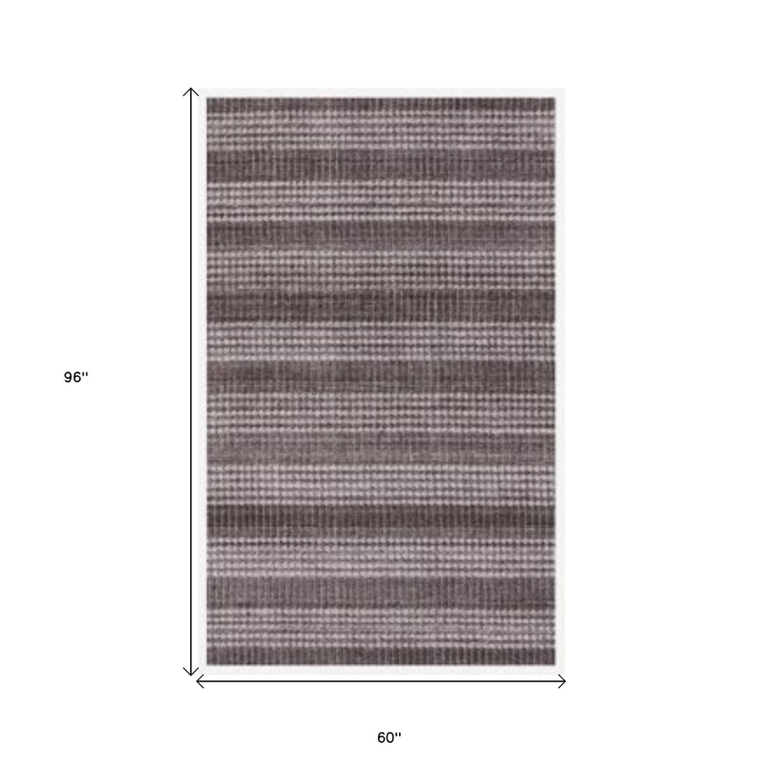 5 x 8 Rust And White Striped Hand Loomed Area Rug Image 5