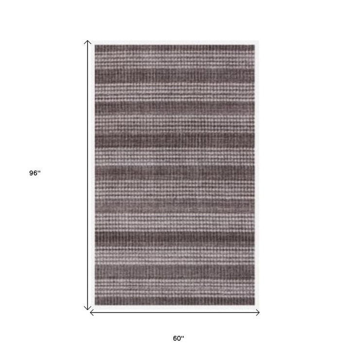 5 x 8 Rust And White Striped Hand Loomed Area Rug Image 5