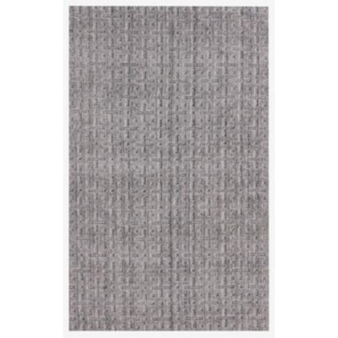 5 x 8 Tan And Charcoal Plaid Cross Hand Loomed Area Rug Image 1