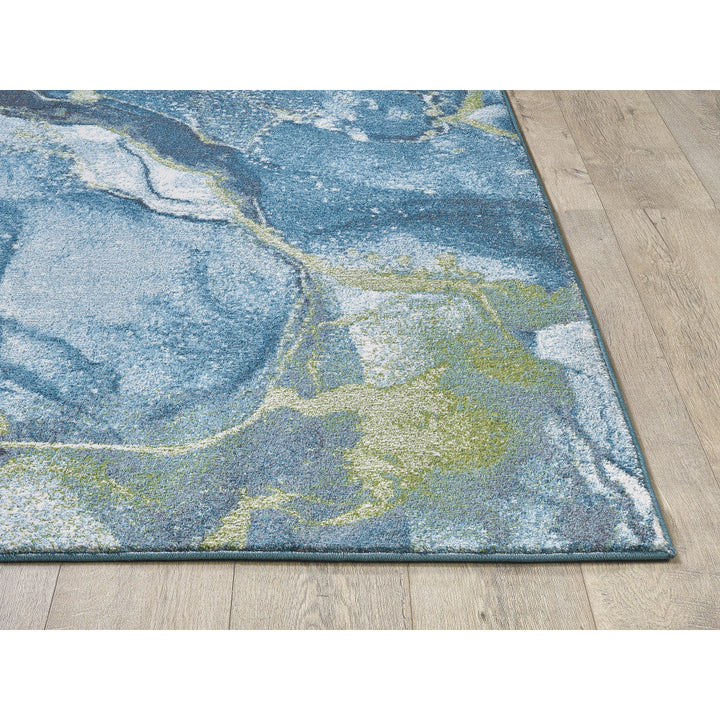 5 x 8 Teal Blue Abstract Area Rug Image 2