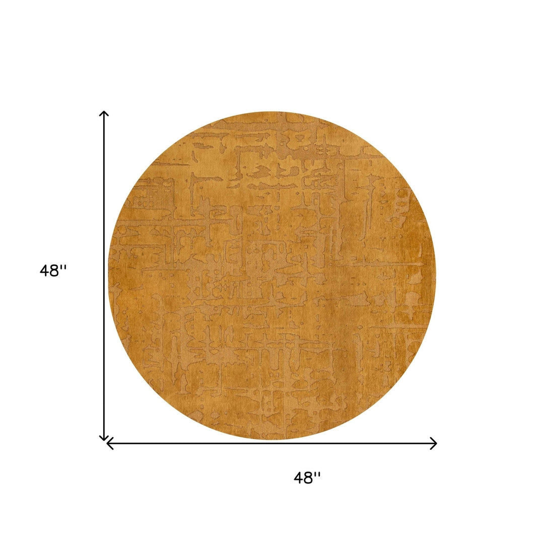 5 Yellow Round Abstract Non Skid Area Rug Image 3