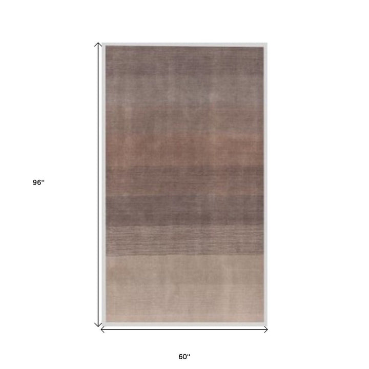 5 X 8 Violet And Brown Hand Loomed Area Rug Image 5