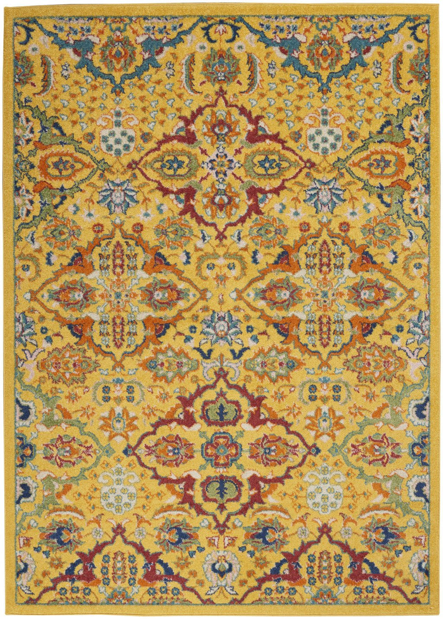 6 X 9 Yellow Floral Power Loom Area Rug Image 1