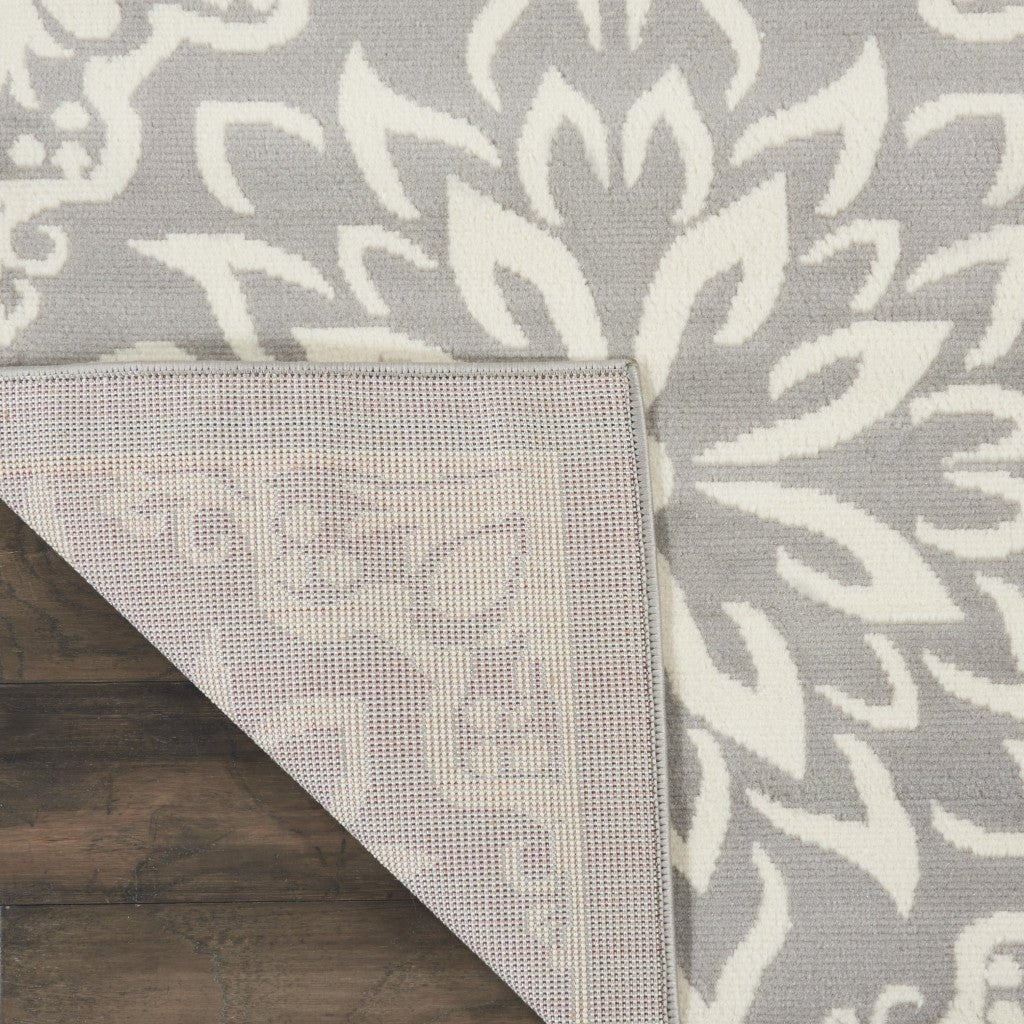 7 X 10 Gray Floral Power Loom Area Rug Image 4