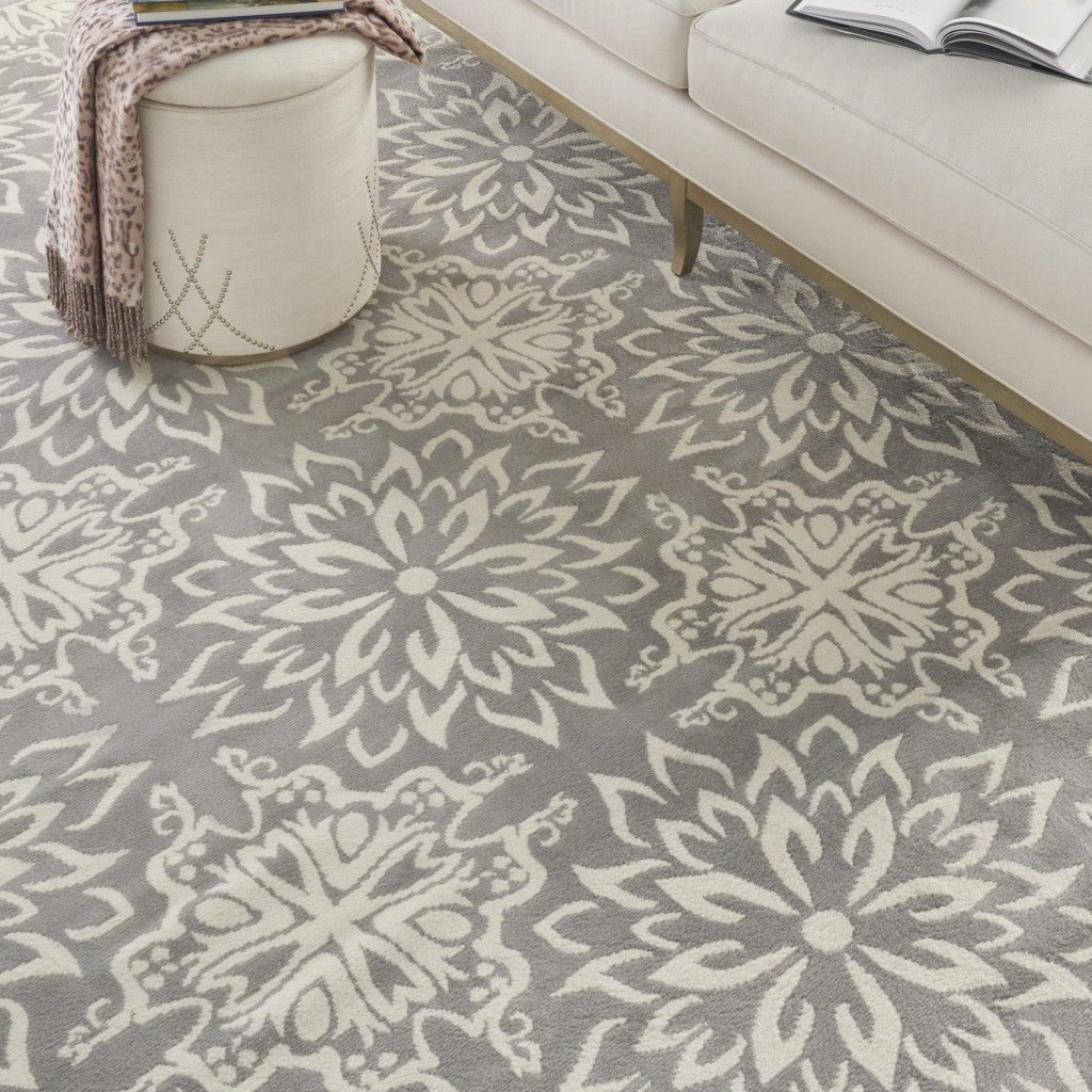 7 X 10 Gray Floral Power Loom Area Rug Image 5