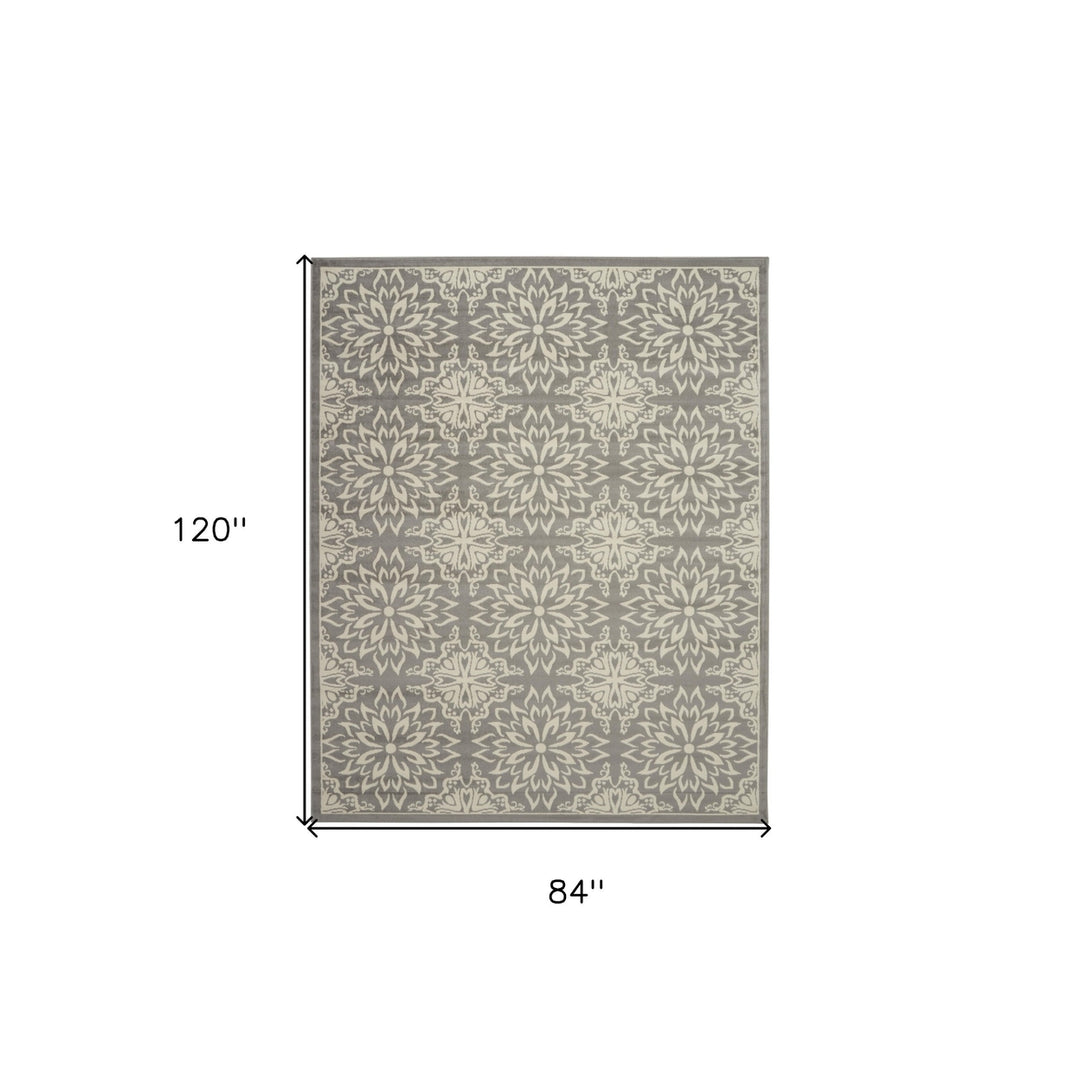 7 X 10 Gray Floral Power Loom Area Rug Image 8