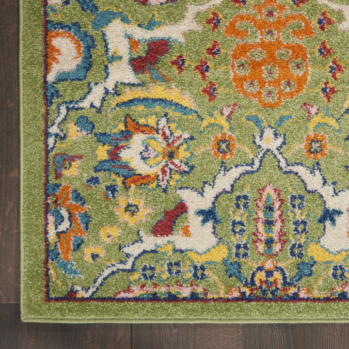 7 X 10 Green Floral Power Loom Area Rug Image 3