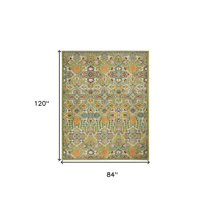 7 X 10 Green Floral Power Loom Area Rug Image 10