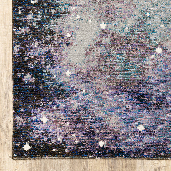 7 x 10 Purple and Ivory Abstract Power Loom Area Rug Image 3