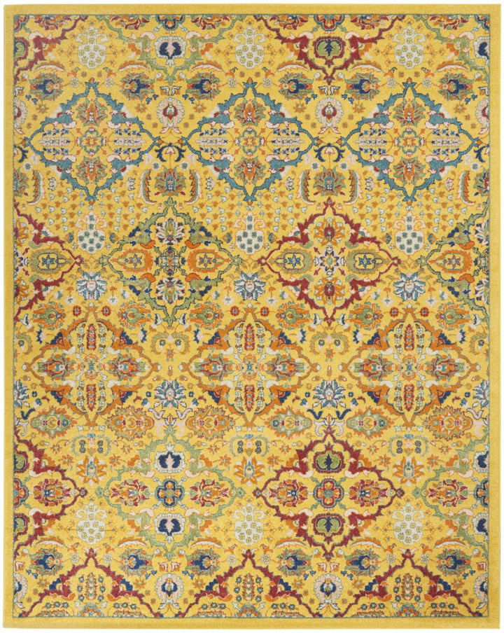 7 X 10 Yellow Floral Power Loom Area Rug Image 1