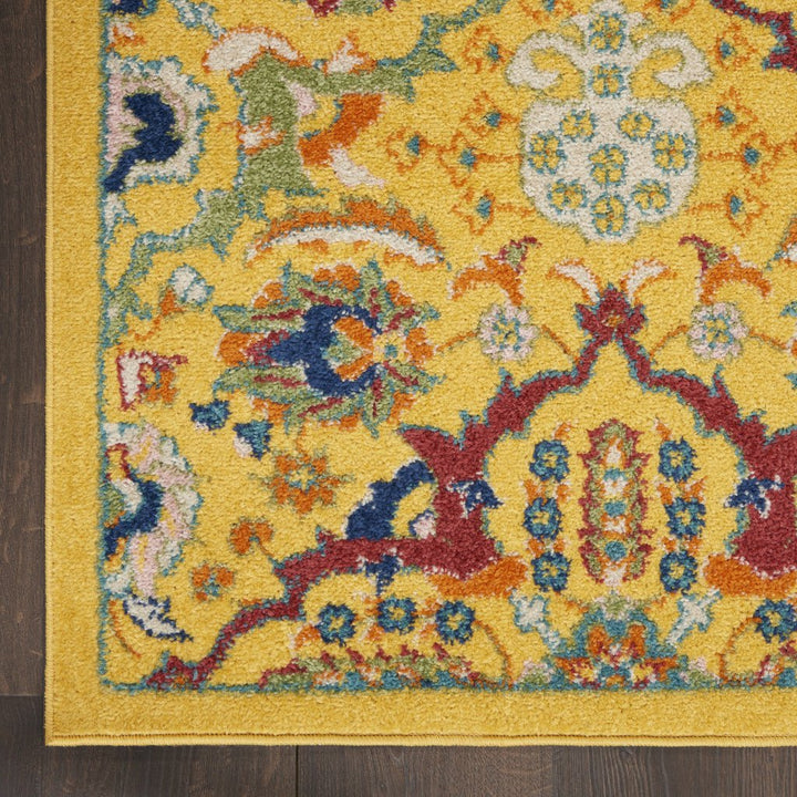 7 X 10 Yellow Floral Power Loom Area Rug Image 3