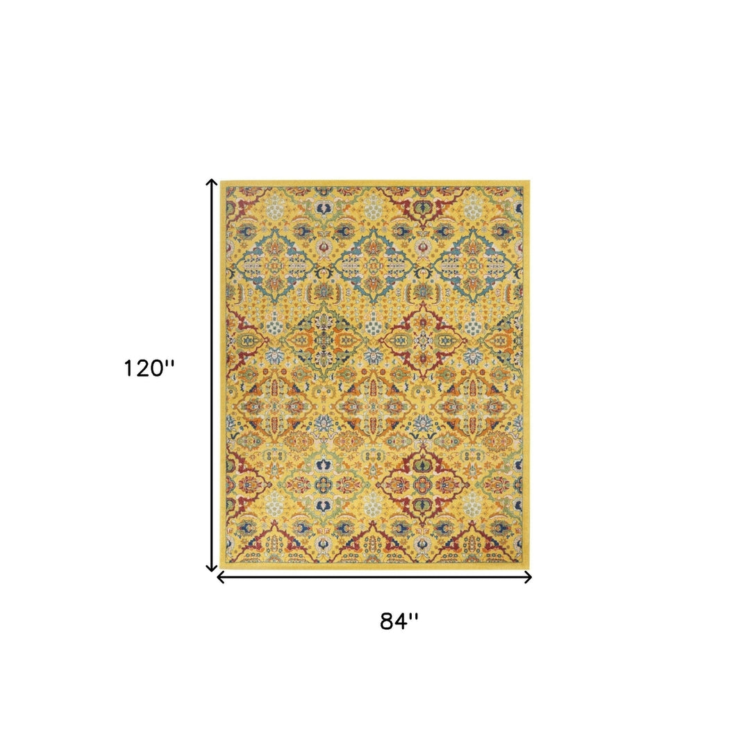 7 X 10 Yellow Floral Power Loom Area Rug Image 9