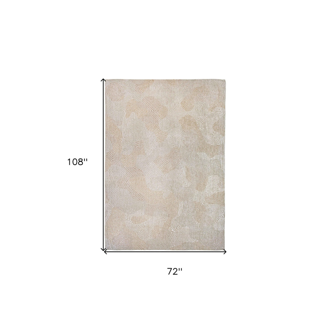 7 x 9 Beige and White Abstract Non Skid Area Rug Image 3