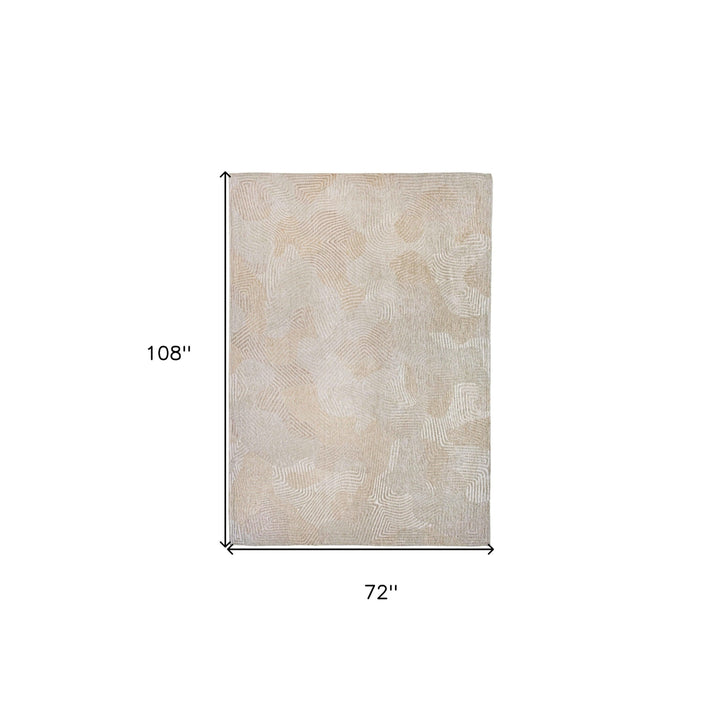 7 x 9 Beige and White Abstract Non Skid Area Rug Image 3