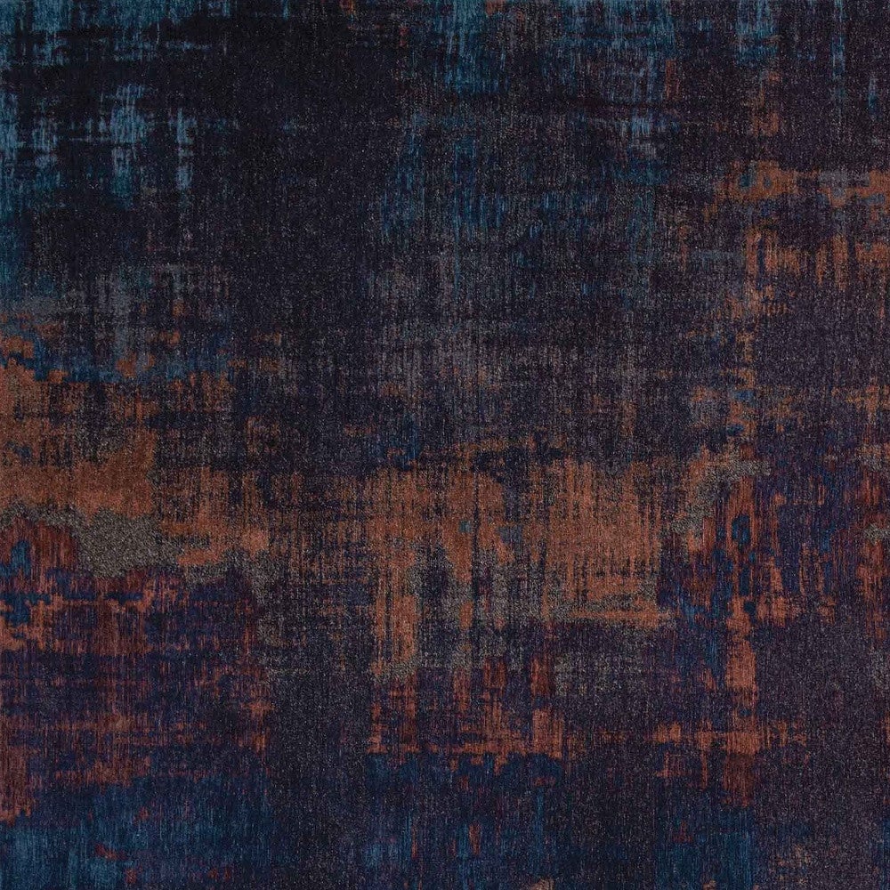 7 x 9 Blue and Brown Abstract Non Skid Area Rug Image 5