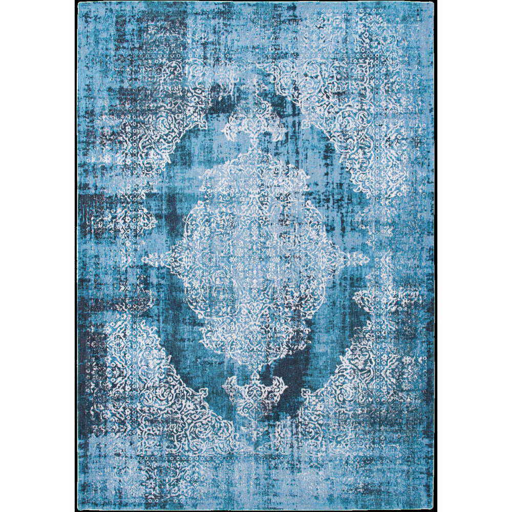 7 x 9 Blue and White Oriental Non Skid Area Rug Image 2