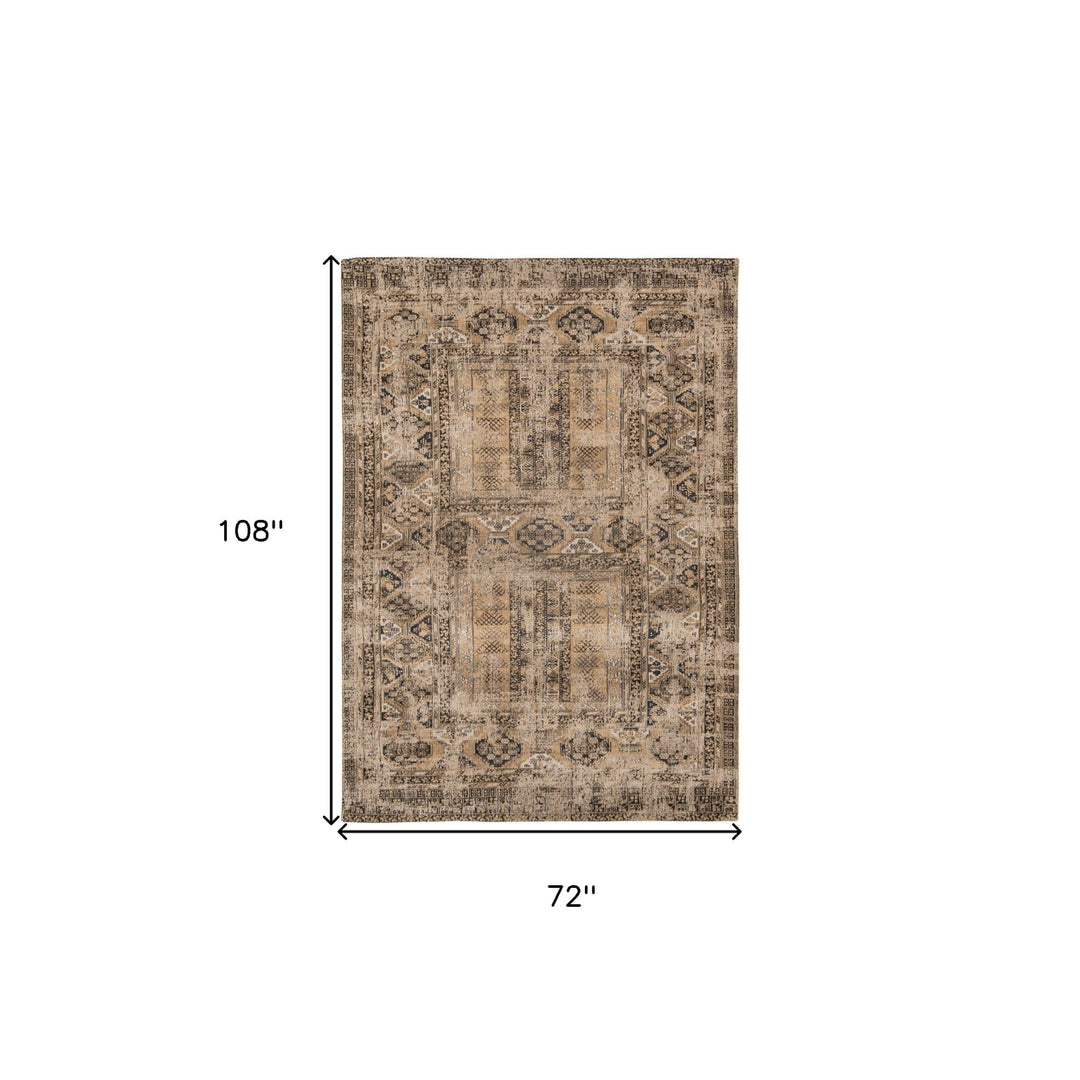 7 x 9 Brown Oriental Non Skid Area Rug Image 3