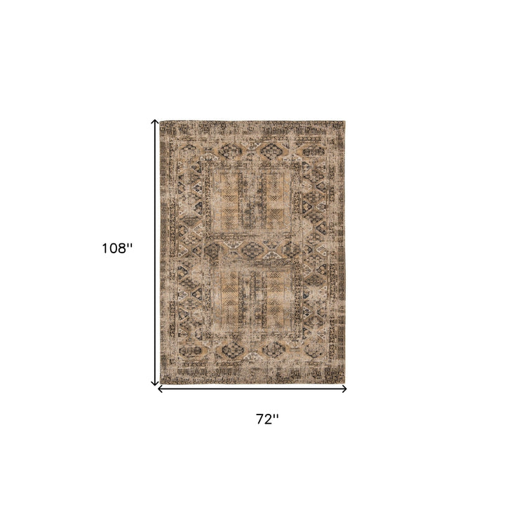 7 x 9 Brown Oriental Non Skid Area Rug Image 3