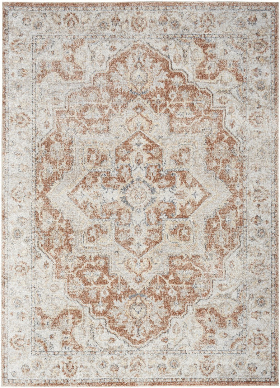 7 x 9 Gold Oriental Power Loom Washable Area Rug Image 1