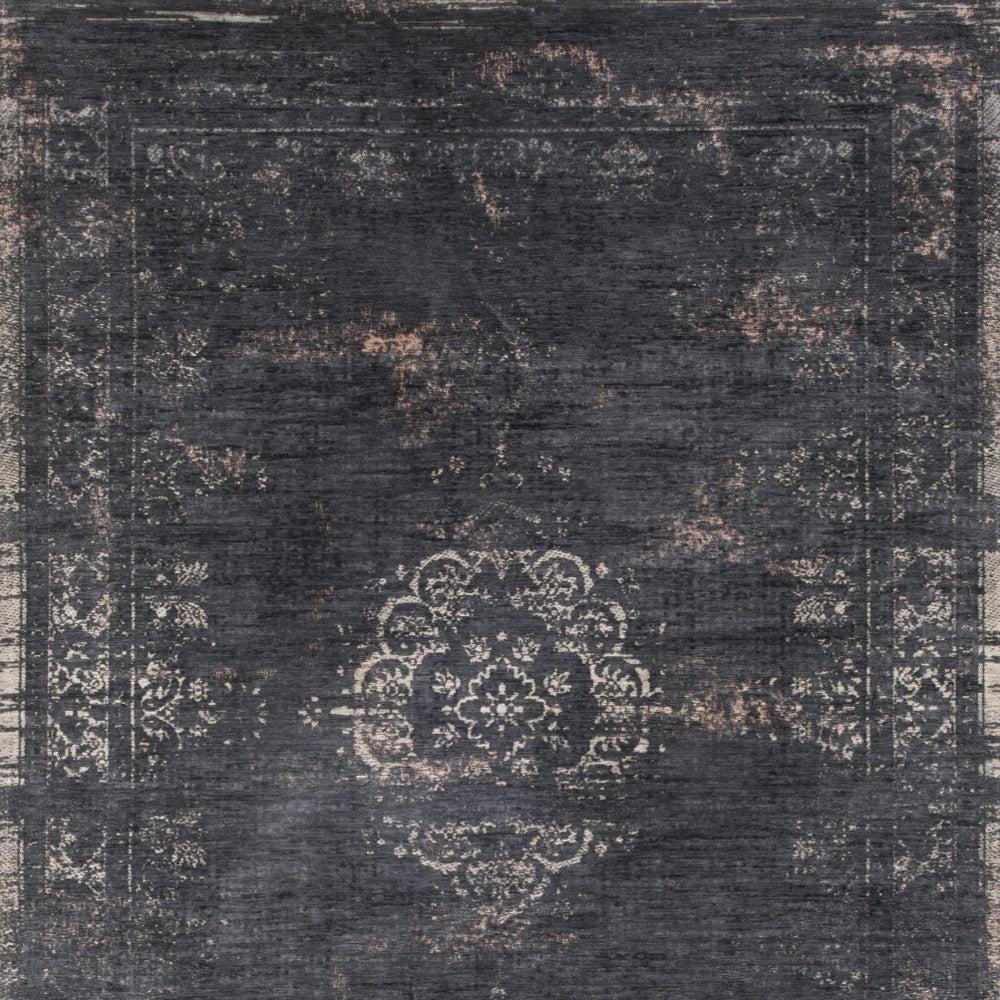 7 x 9 Gray and Black Medallion Non Skid Area Rug Image 1