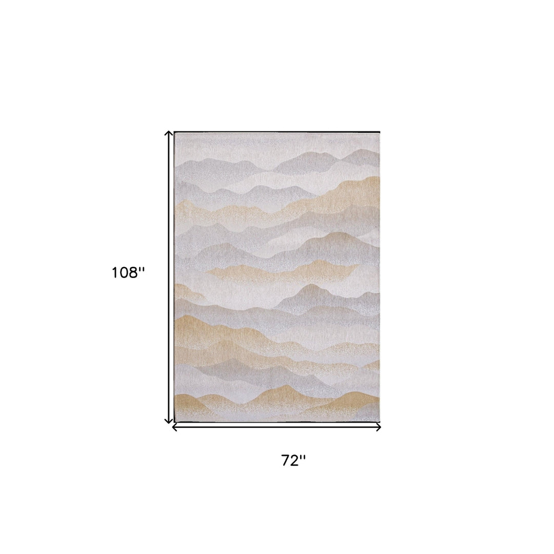 7 x 9 Gray and Brown Abstract Non Skid Area Rug Image 3