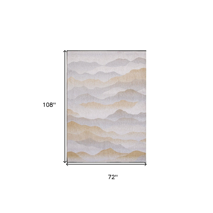 7 x 9 Gray and Brown Abstract Non Skid Area Rug Image 3