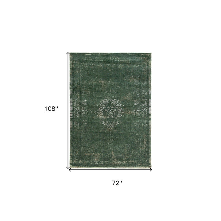 7 x 9 Gray and Green Medallion Non Skid Area Rug Image 3