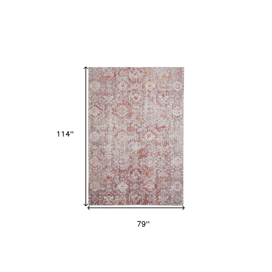 7 x 10 Pink and Ivory Abstract Area Rug Image 6