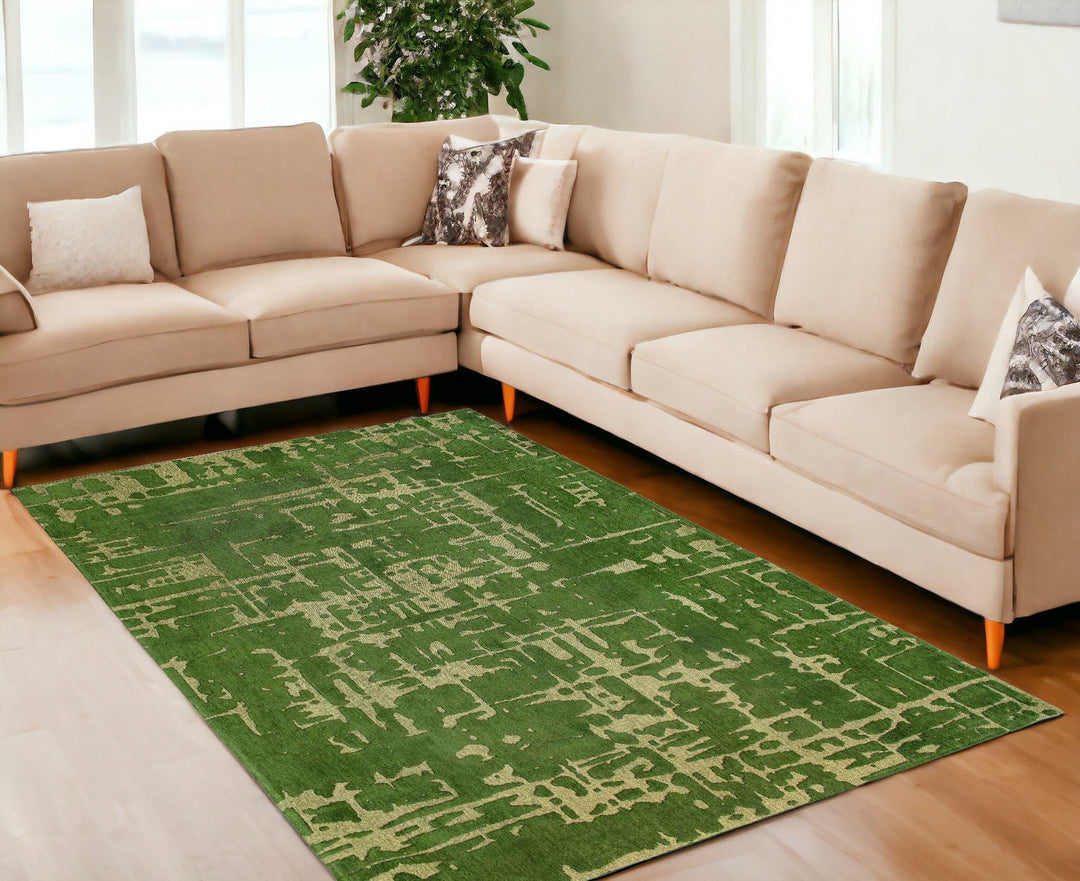 7 x 9 Green Abstract Non Skid Area Rug Image 1