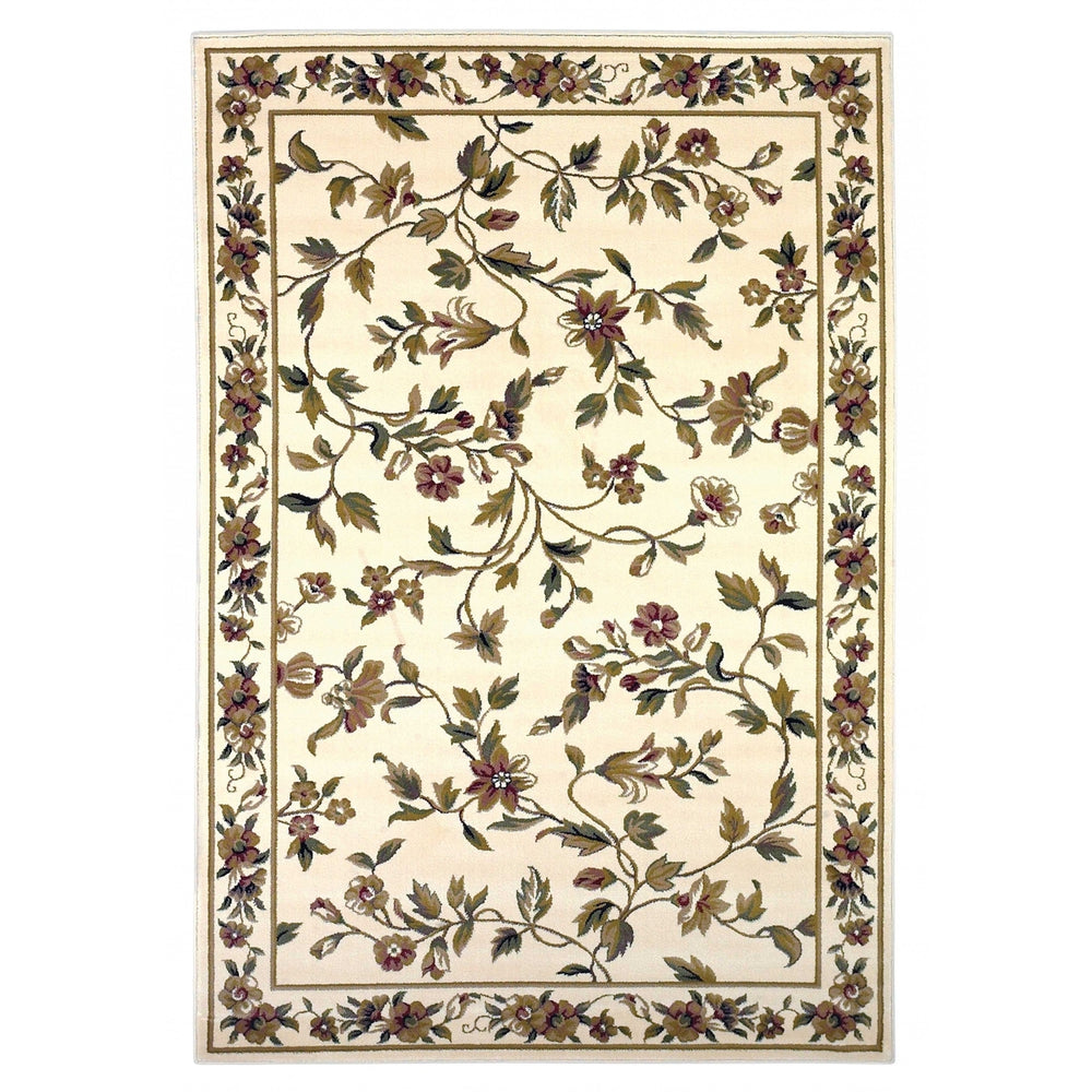 3X5 Ivory Machine Woven Floral Vines Indoor Area Rug Image 2