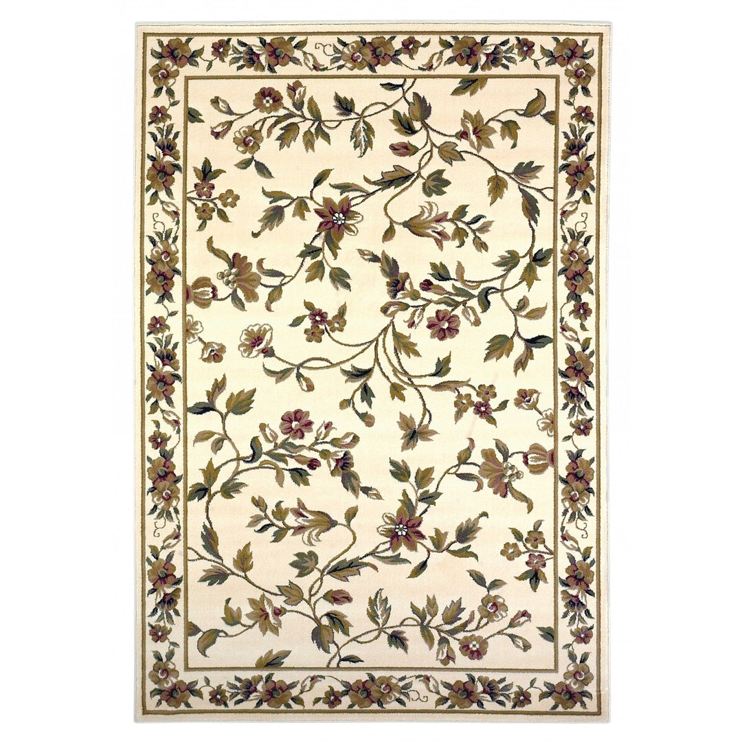 3X5 Ivory Machine Woven Floral Vines Indoor Area Rug Image 3