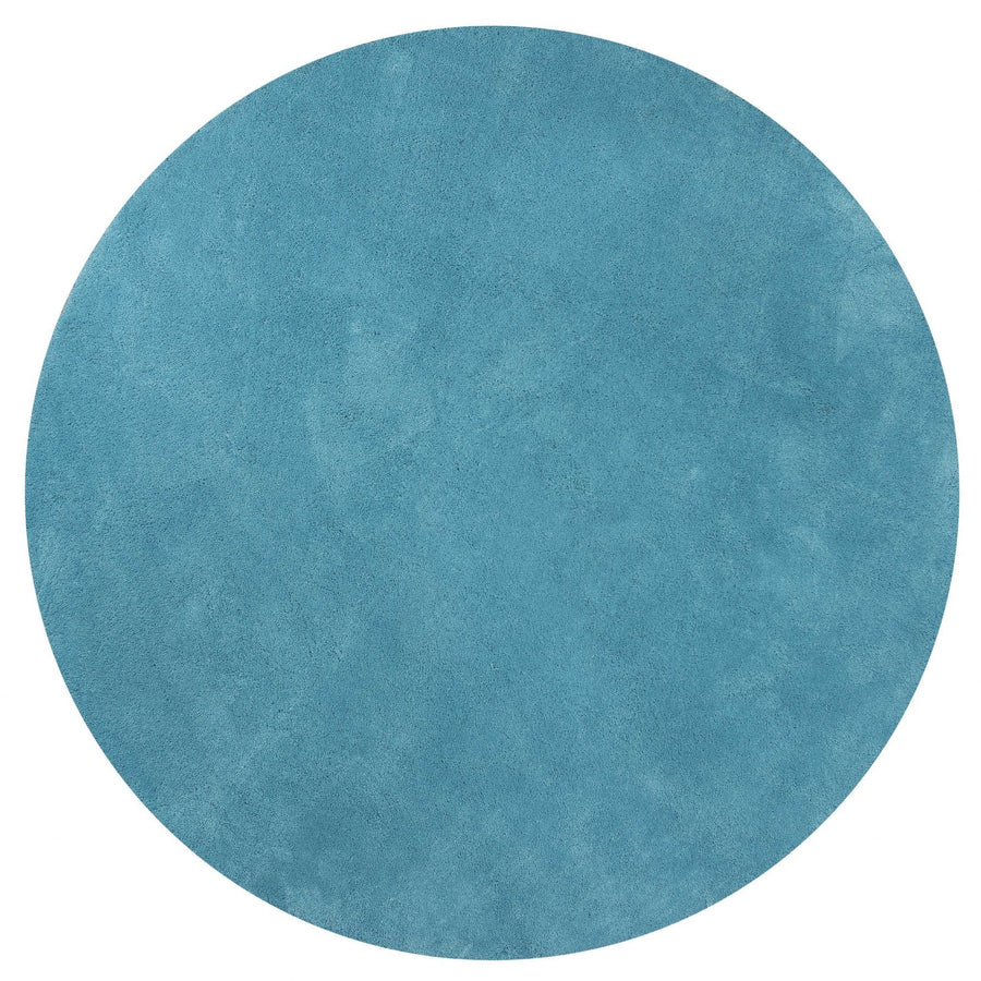 8 Round Polyester Highlighter Blue Area Rug Image 1