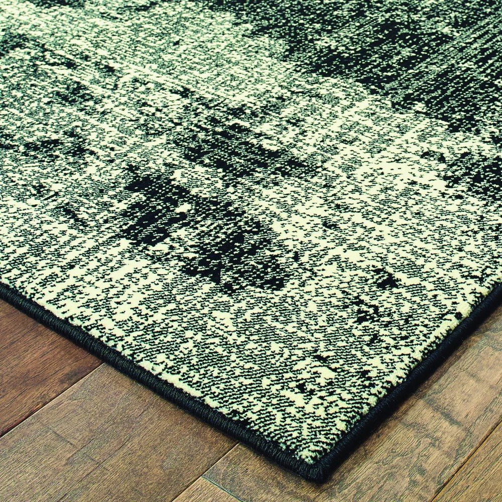 5 X 8 Black Ivory Machine Woven Abstract Indoor Area Rug Image 2