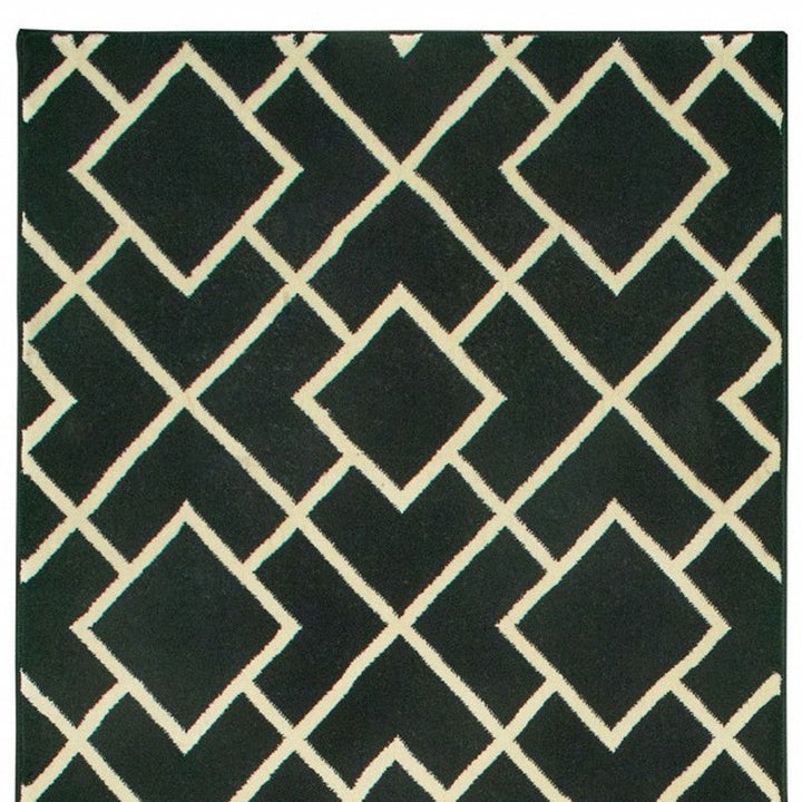 7 X 10 Black Ivory Machine Woven Geometric Diamonds Indoor Area Rug Image 8