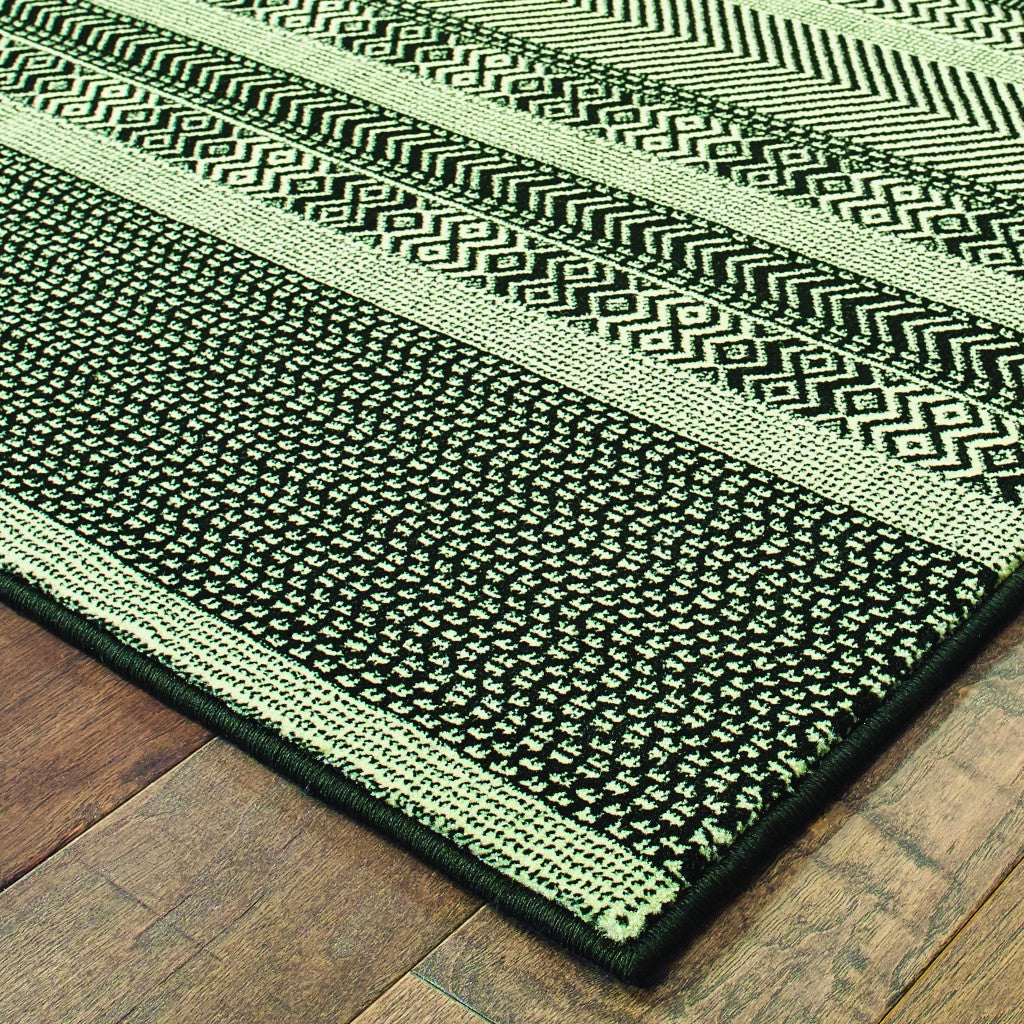 8 Black Ivory Machine Woven Geometric Indoor Runner Rug Image 3