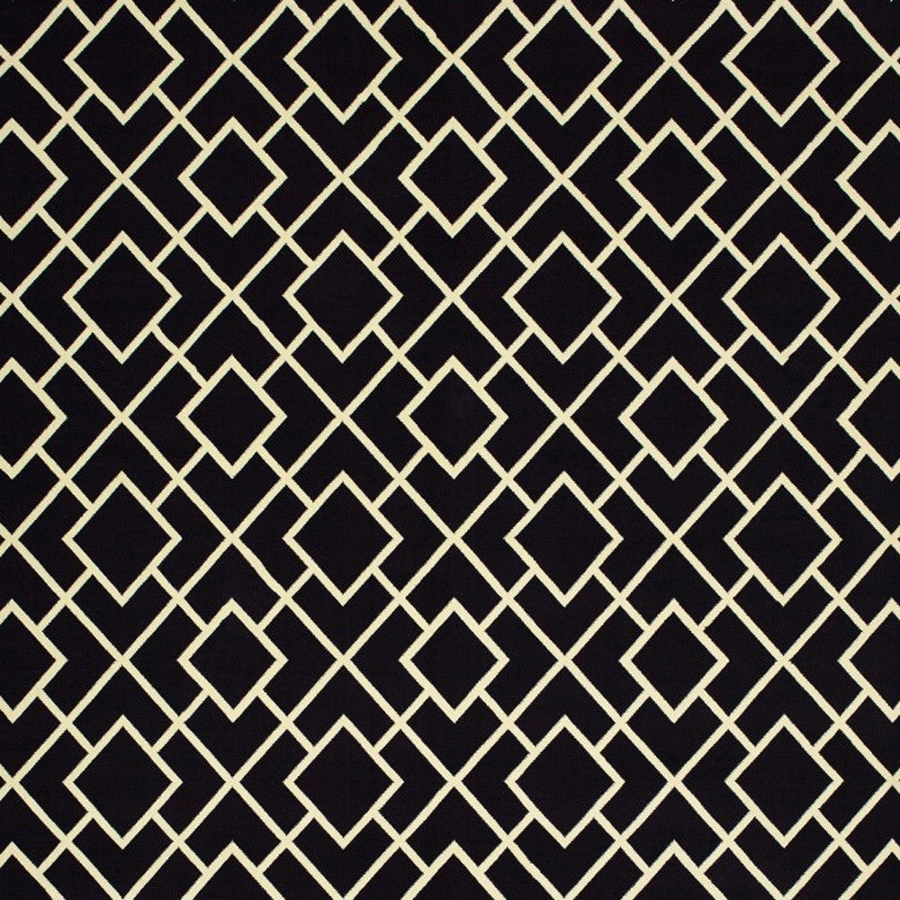 7 X 10 Black Ivory Machine Woven Geometric Diamonds Indoor Area Rug Image 10