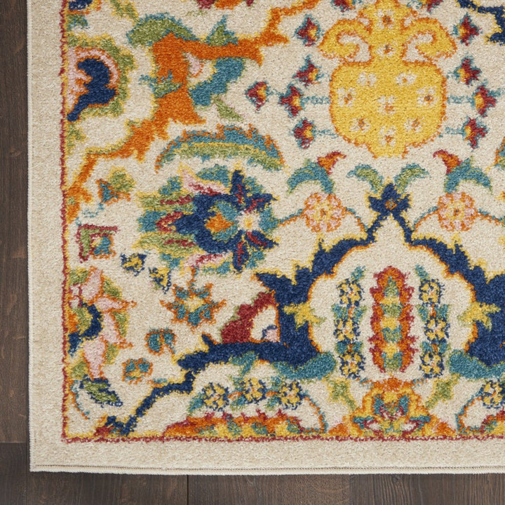 8 Ivory Floral Power Loom Runner Rug Image 3