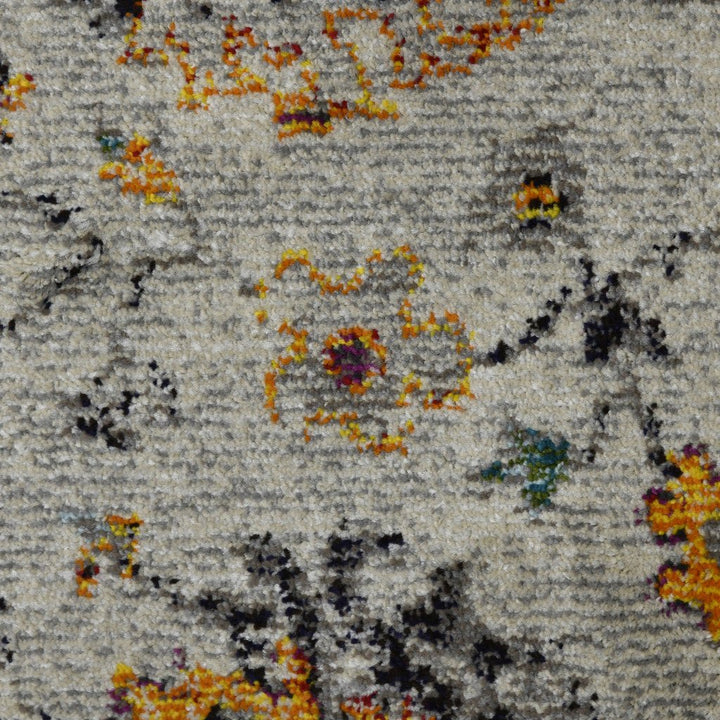 8 x 11 Blue and Orange Floral Power Loom Area Rug Image 1