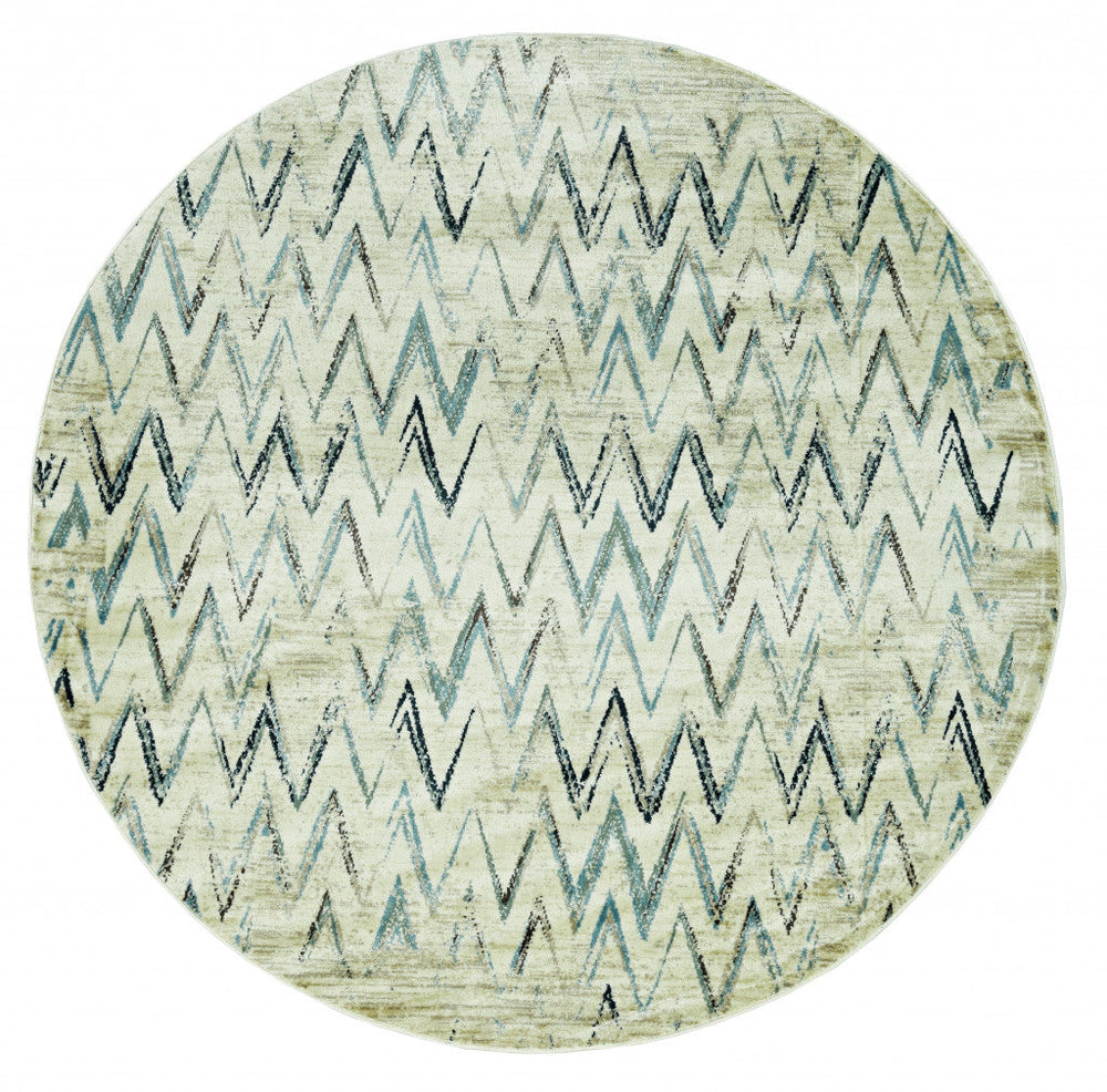 8 Ivory Round Chevron Area Rug Image 2