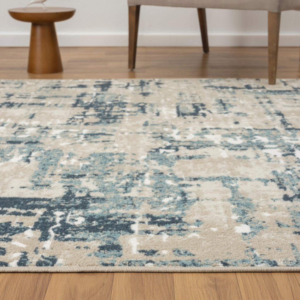 8 Gray Abstract Runner Rug Image 1