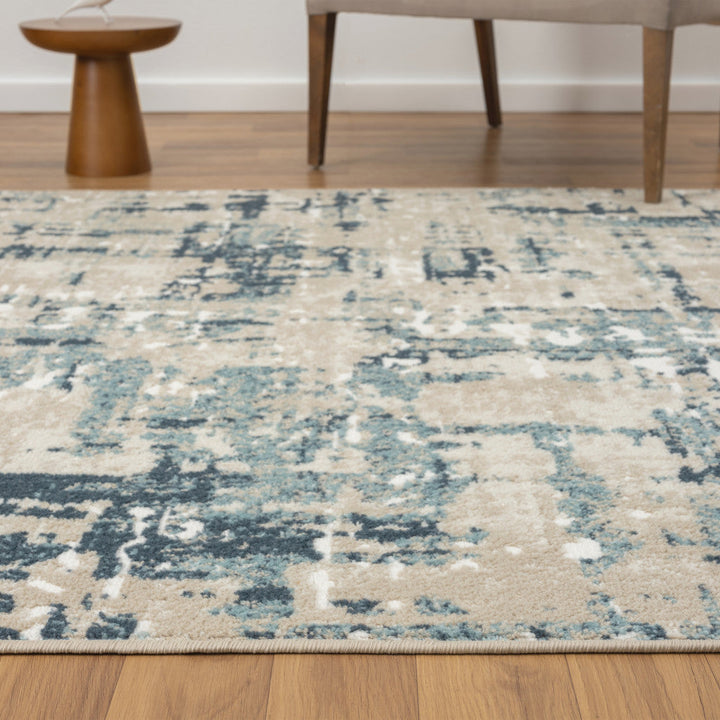 8 Gray Abstract Runner Rug Image 1