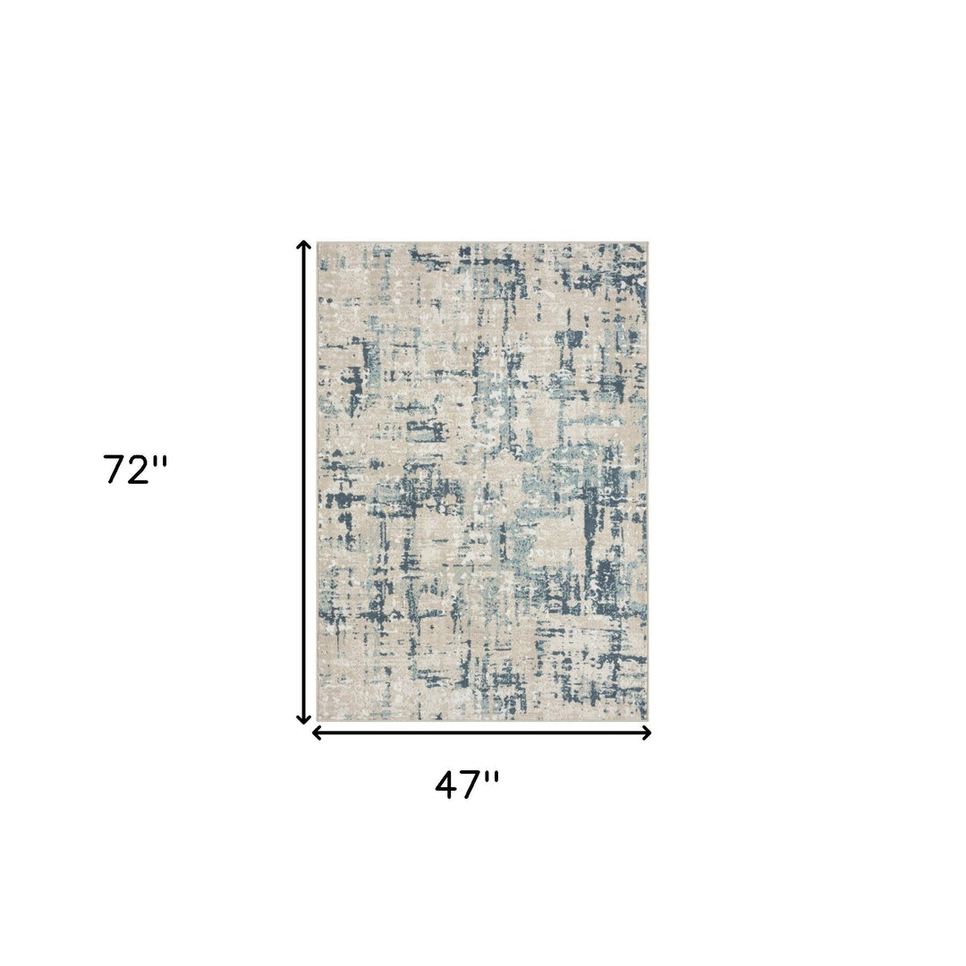 8 Gray Abstract Runner Rug Image 3