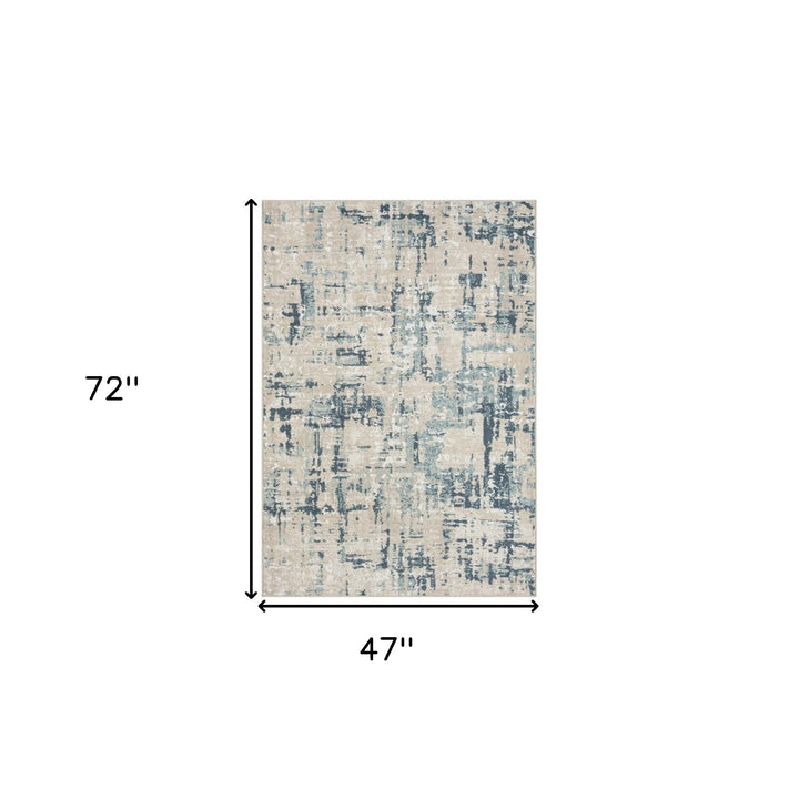 8 Gray Abstract Runner Rug Image 3