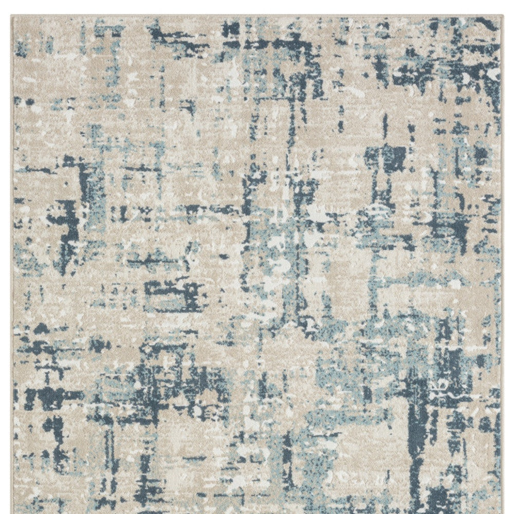 8 Gray Abstract Runner Rug Image 4