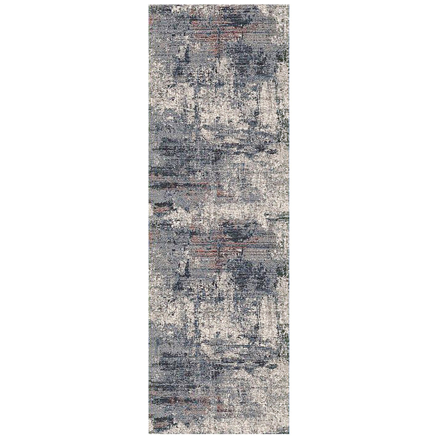 8 Gray and Ivory Abstract Power Loom Runner Rug Image 1