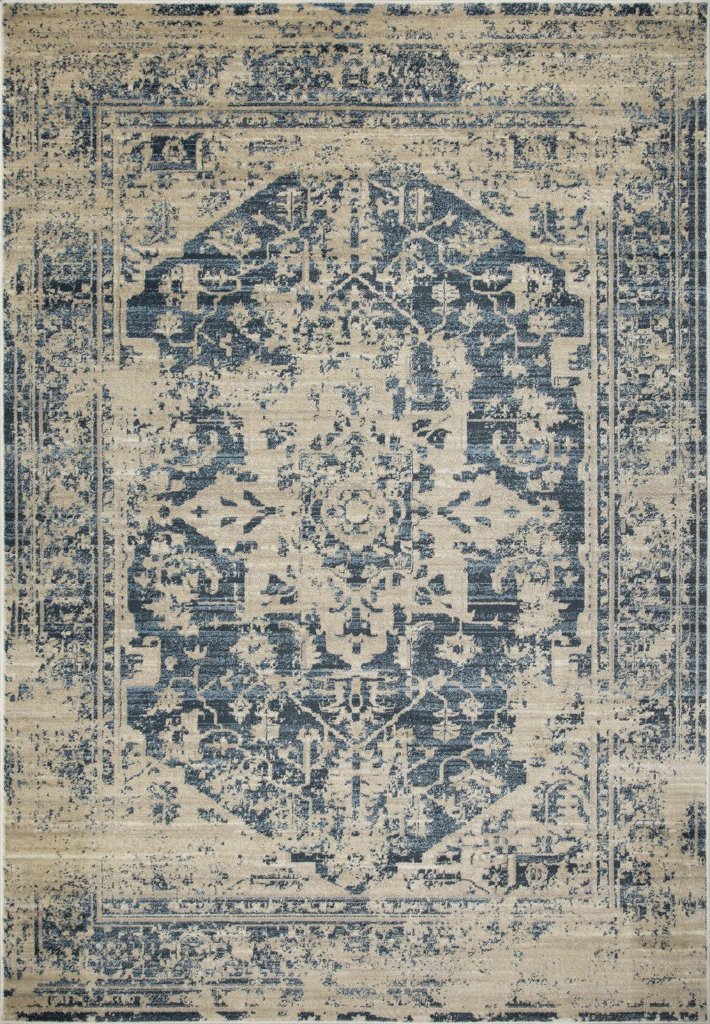 8 Ivory Round Oriental Area Rug Image 2